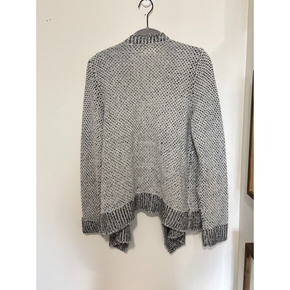 Lou & Grey Open Front Cardigan Large Gray Marled Cozy Knit Draped Sweater - Picture 3 of 6